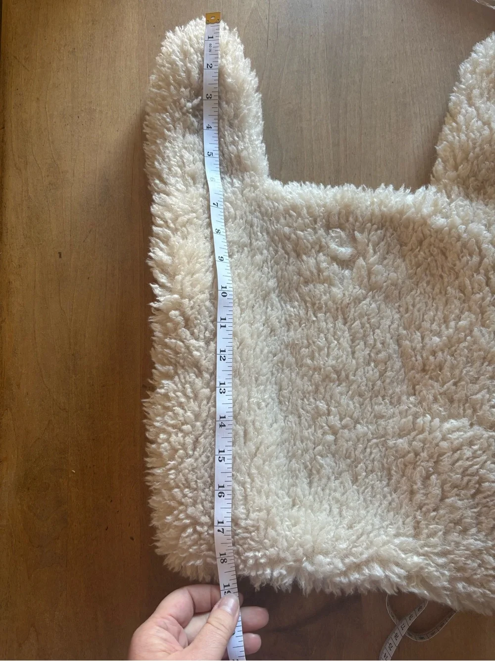 FP One Cream Faux Sherpa Tote Bag Teddy Texture Boho Minimalist Cottagecore
